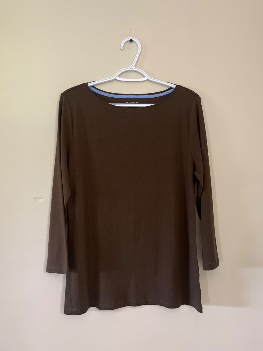 Talbots Womens Large Forest Green Three Quarter Sleeve Solid Blouse Top